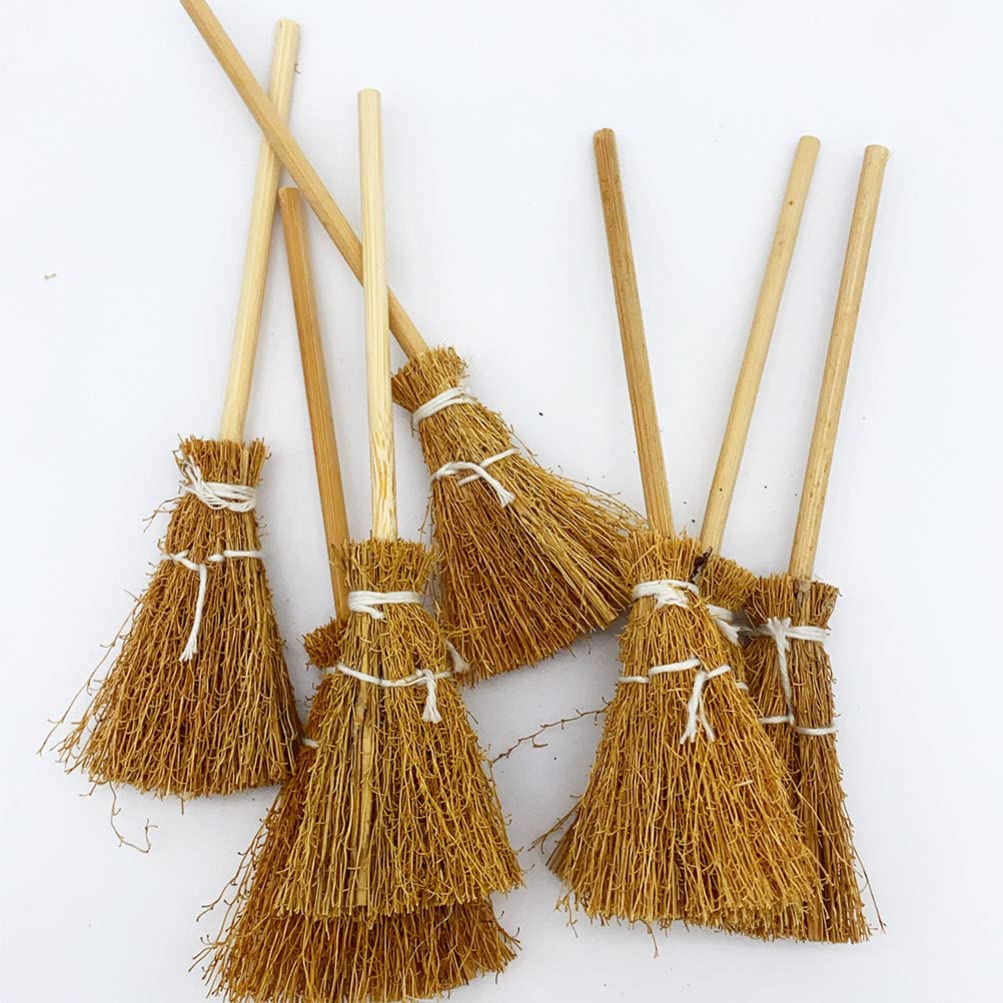 Toyvian Witch Broom Witch Broom 5Pcs Artificial Mini Broom Miniature Broom Props Mini Straw Broom Fairy Hopuse Micro Landscape Decoration Witch Broomstick Cinnamon Broom