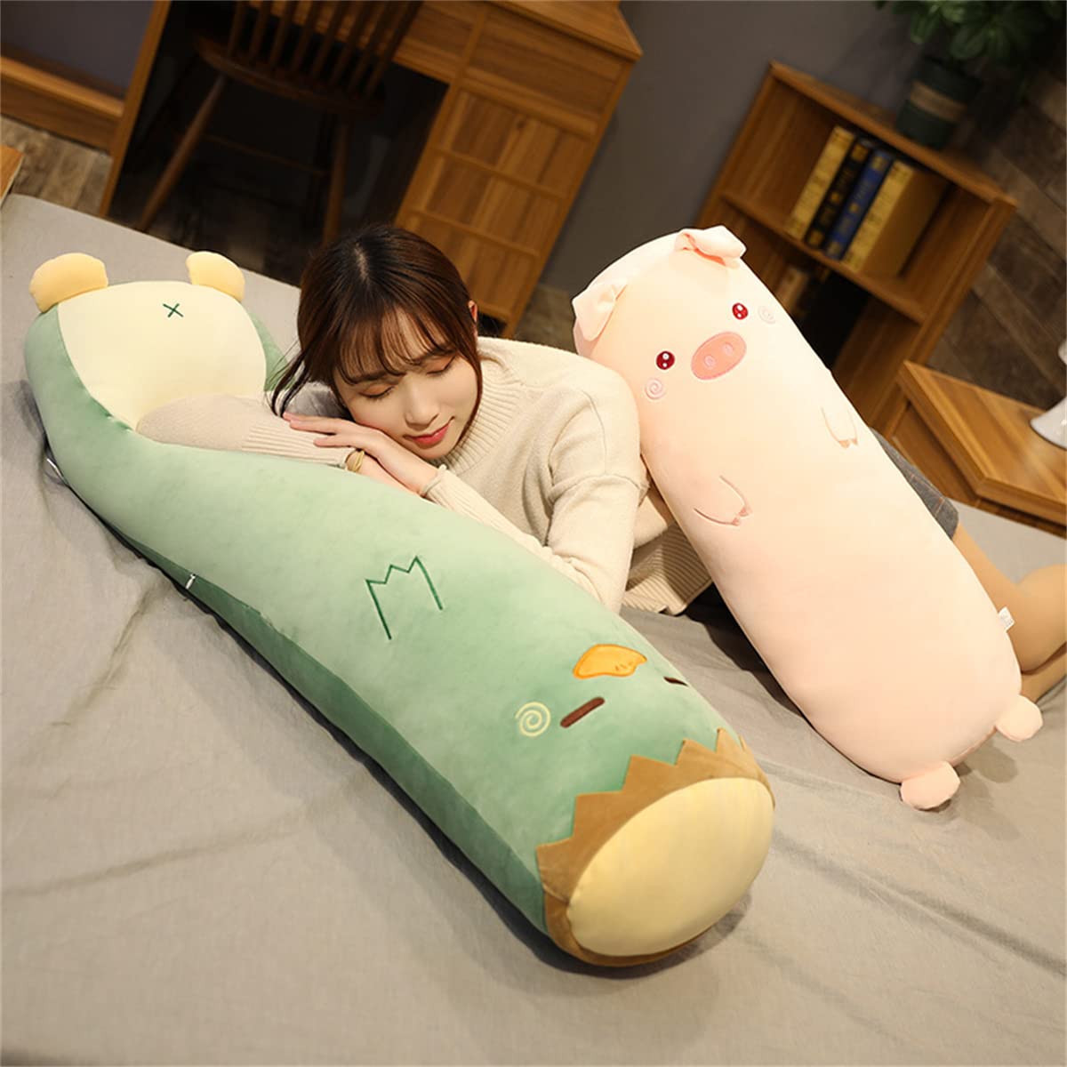 LVPU Kawaii Bear Long Body Pillow - 39.3" Plush Stuffed Animal - Soft, Huggable Comfort for Adults and Kids for Birthdays, Valentines - Cute and Fuzzy Boyfriend Pillow