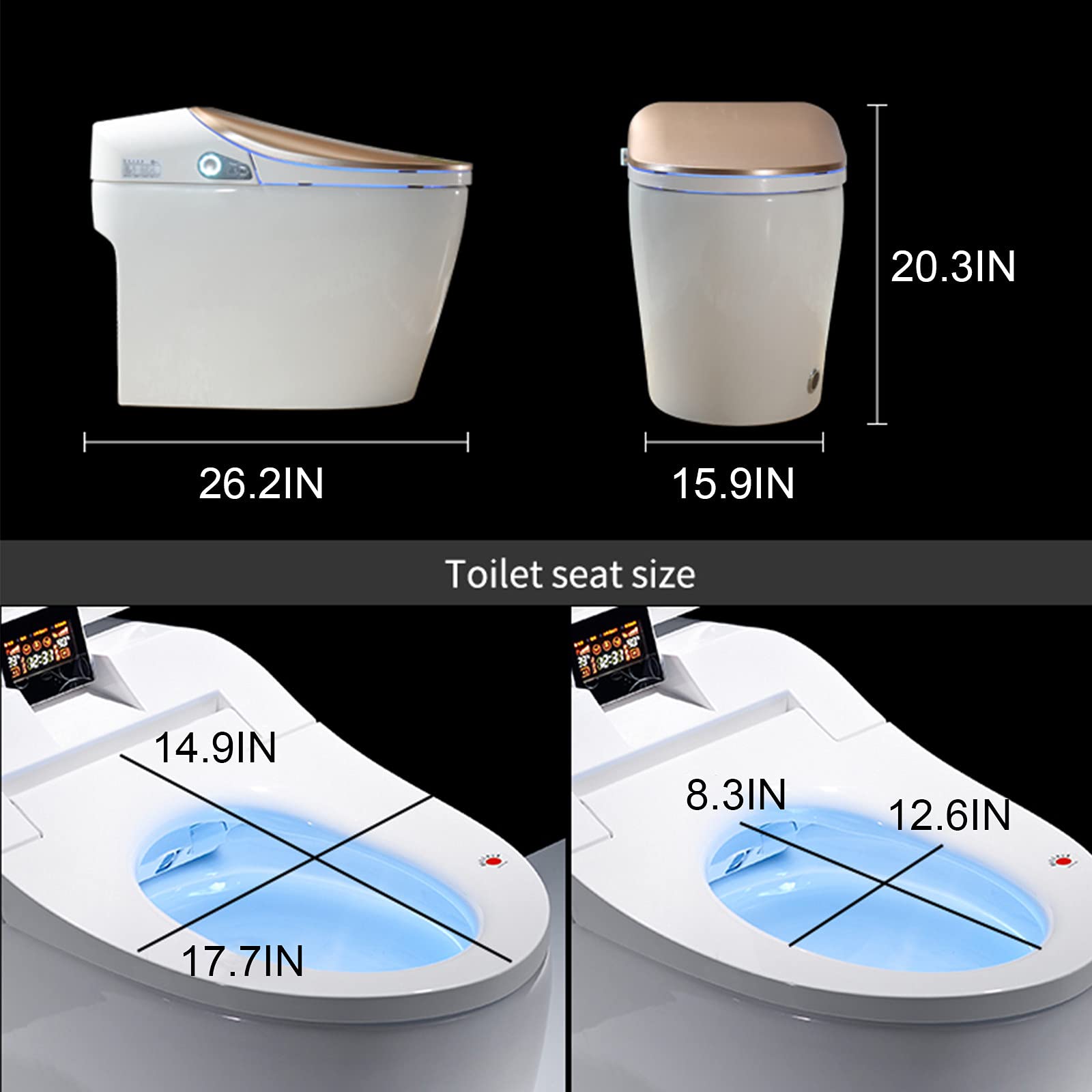 Modern Intelligent Smart Toilet, One-Piece Dual Flush,Comfort Height Toilet Warm Dryer,Automatic Energy Saving System | Advance Bidet and Soft Closing Seat