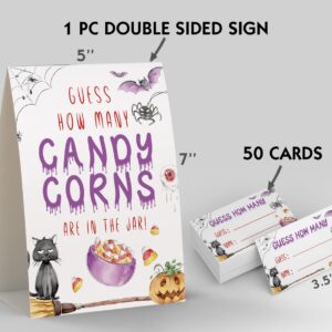 Guess How Many Candy/Corns Are In The Jar (1 Double-sided Printing Sign & 50 Game Cards), Halloween Party Decorations, Halloween Party ideas Halloween Party Games for Kids Baby Shower Games | HW010M