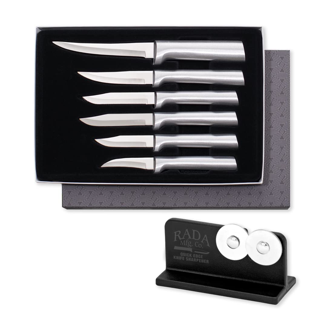 RADA Paring Knife Set – 6 Knives with Stainless Steel Blades and Knife Sharpener