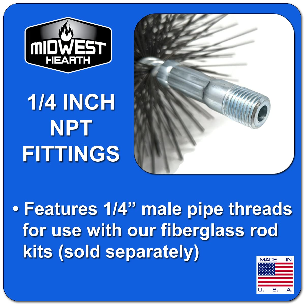 Midwest Hearth Wire Chimney Cleaning Brush (10-Inch Round) Made in USA