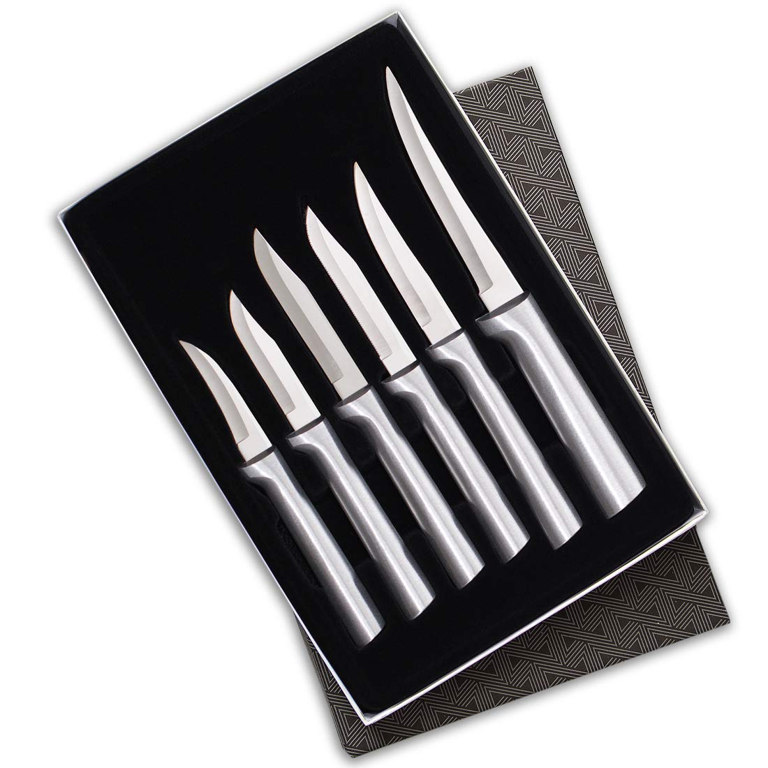 RADA Paring Knife Set – 6 Knives with Stainless Steel Blades and Knife Sharpener