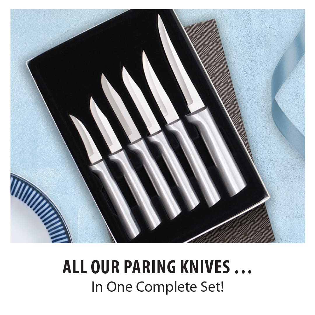 RADA Paring Knife Set – 6 Knives with Stainless Steel Blades and Knife Sharpener