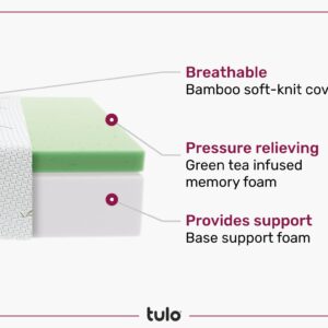 Tulo 6" Firm Comfort Memory Foam Bamboo Pressure Relief Mattress in a Box | Full Size