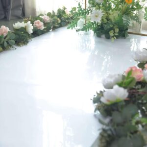 Efavormart 3ftx65ft White Glossy Mirrored Wedding Aisle Runner, Non-Woven Red Carpet Runner - Prom, Hollywood, Glam Parties