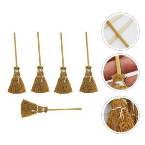 Toyvian Witch Broom Witch Broom 5Pcs Artificial Mini Broom Miniature Broom Props Mini Straw Broom Fairy Hopuse Micro Landscape Decoration Witch Broomstick Cinnamon Broom