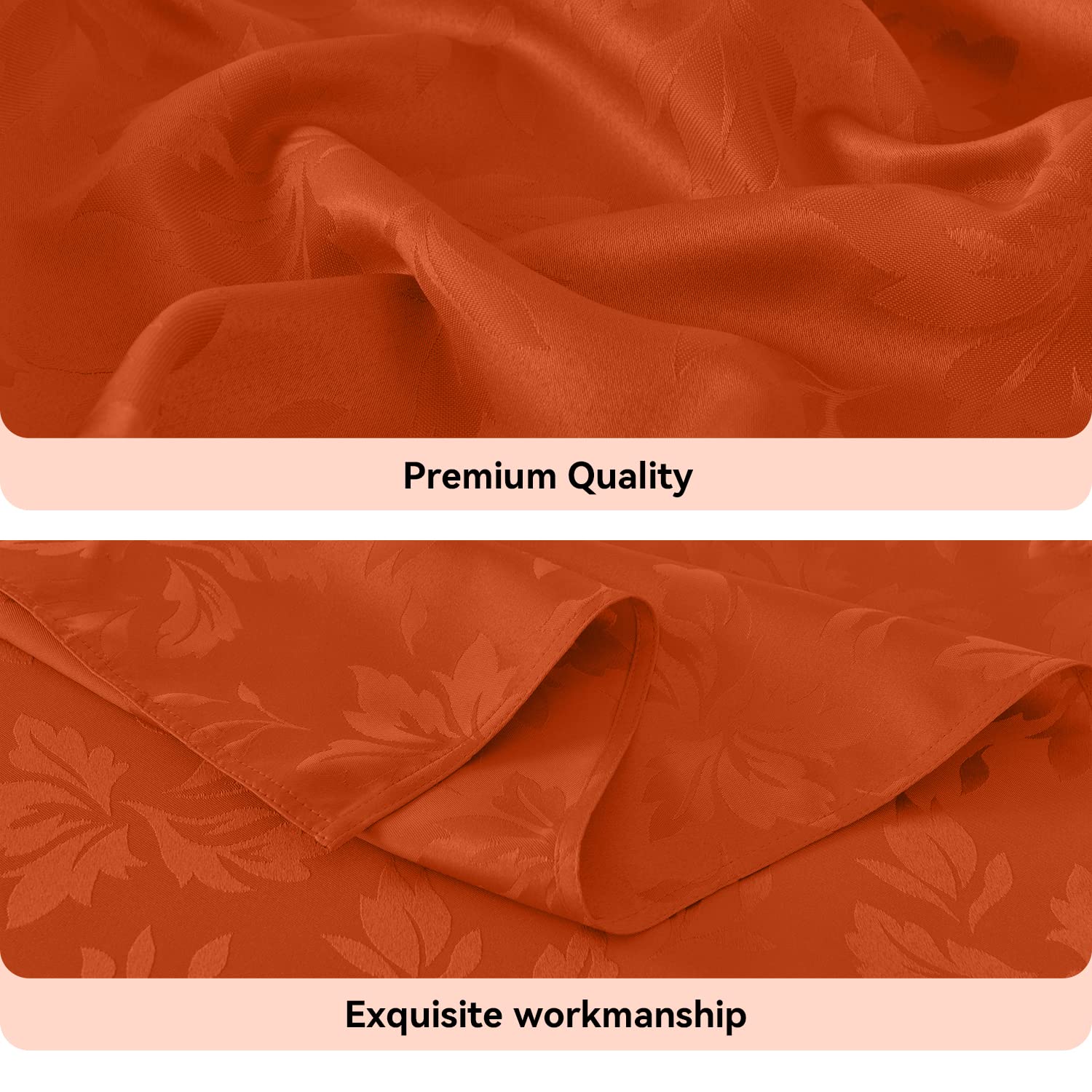 Romanstile Fall Jacquard Rectangle Tablecloth - Thanksgiving Harvest Waterproof Table Cloths Autumn Heavy Weight Fabric Table Covers for Dinner/Parties/Holiday - 52 x 70 Inch, Burnt Orange