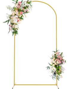 wokceer 7.2 ft wedding arch backdrop stand, square arch gold metal arch backdrop stand for wedding ceremony birthday party bridal baby shower photo booth garden floral balloon arch decoration