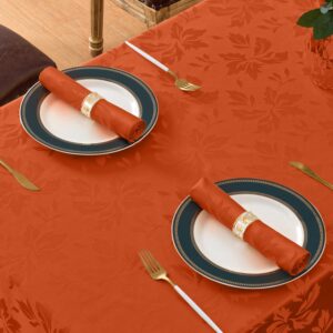 Romanstile Fall Jacquard Rectangle Tablecloth - Thanksgiving Harvest Waterproof Table Cloths Autumn Heavy Weight Fabric Table Covers for Dinner/Parties/Holiday - 52 x 70 Inch, Burnt Orange