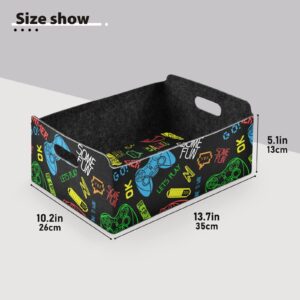 Fabric Storage Cube Gamepad Anime 13.7 × 10.2 × 5.1 inch Decorative Foldable Storage Basket Organizer with Handles Rectangle Thick for Multi Use