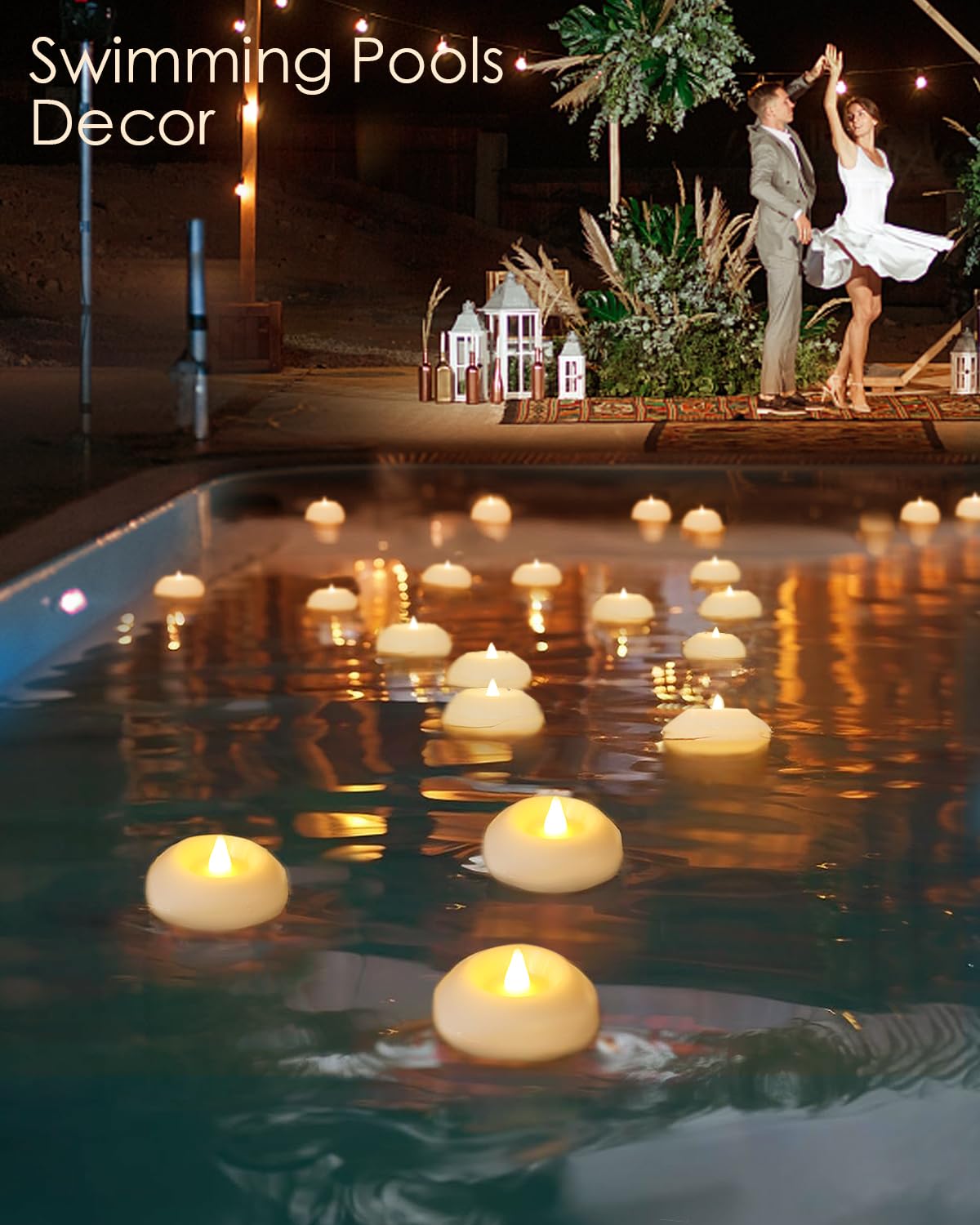 LARDUX Pack of 24 LED Floating Candles - 3 Inch Flameless Plastic Floating Tea Lights for Bathtub Swimming Pool Vase Centerpiece Decoration