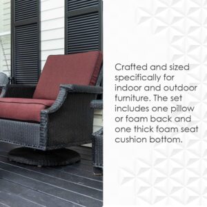 RSH DECOR: Deep Seating Cushion with Pillow Back | 23" x 24” Seat | Water and Fade-Resistant Spun Fabric | Outdoor Chair Cushion Set for Patio Furniture | Peacock