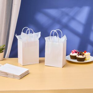 SUNCOLOR 25 Pieces 6" Mini Goodie Bags Small White Gift Bags with Handle for Party Favor Bags (White)