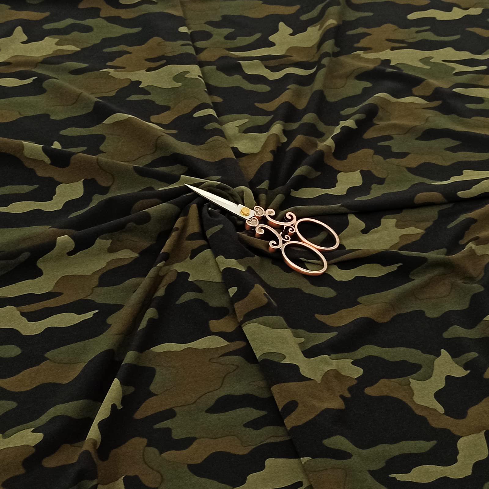 Camouflage Fabric by The Yard, Nylon Spandex Fabric by The Yard|Floral Fabric Lycra Elastane Jersey | 4 Way Stretch Knit Material Soft Smooth | Quilting Sewing Patchwork Fabric for DIY (A)