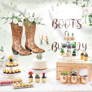 Rsuuinu Boots and Bubbly Bridal Shower Backdrop Western Leaves Flowers Wedding Photography Background Champagne Bride to Be Engagement Party Decorations Banner Supplies Favors Photo Booth Props 7x5ft