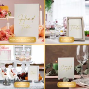 dynamic collection Wedding Table Numbers - Gold Table Numbers for Wedding Reception with Double Sided Table Number Cards 1-30 + Head Table & Gift Table Card, Luxury Gold Foil, 400 GSM, 4x6 inches