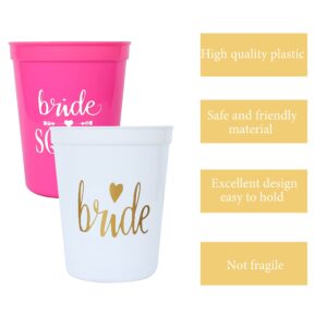 PartyGifts&beyond Bride Squad Plastic Cups 13packs Bachelorette Party Cups for Bridesmaid Bridal Shower Wedding Decorations(Neon)