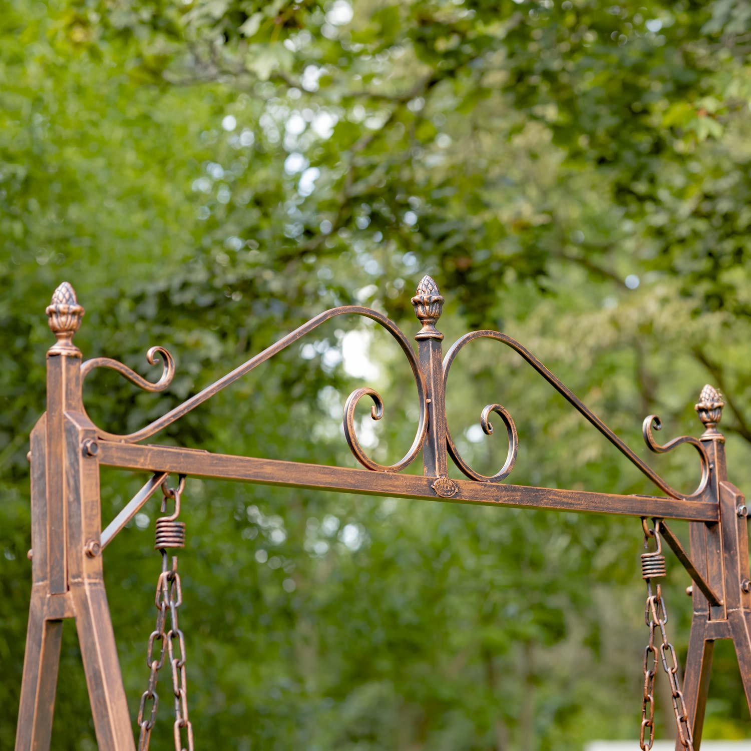 Outdoor Sturdy Metal Swing Bench with Frame Monte Carlo 1968" Furniture Collection (Aged Bronze, Swing Bench with Frame)