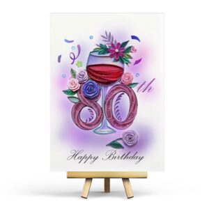 TUMYBee 80th Birthday Card, Happy Birthday 80 Years Old Card, Eighty Year Birthday Decorations, Birthday Card for Men,Women, Grandma Grandpa Handmade Quilled Quilling Card (80th Birthday)