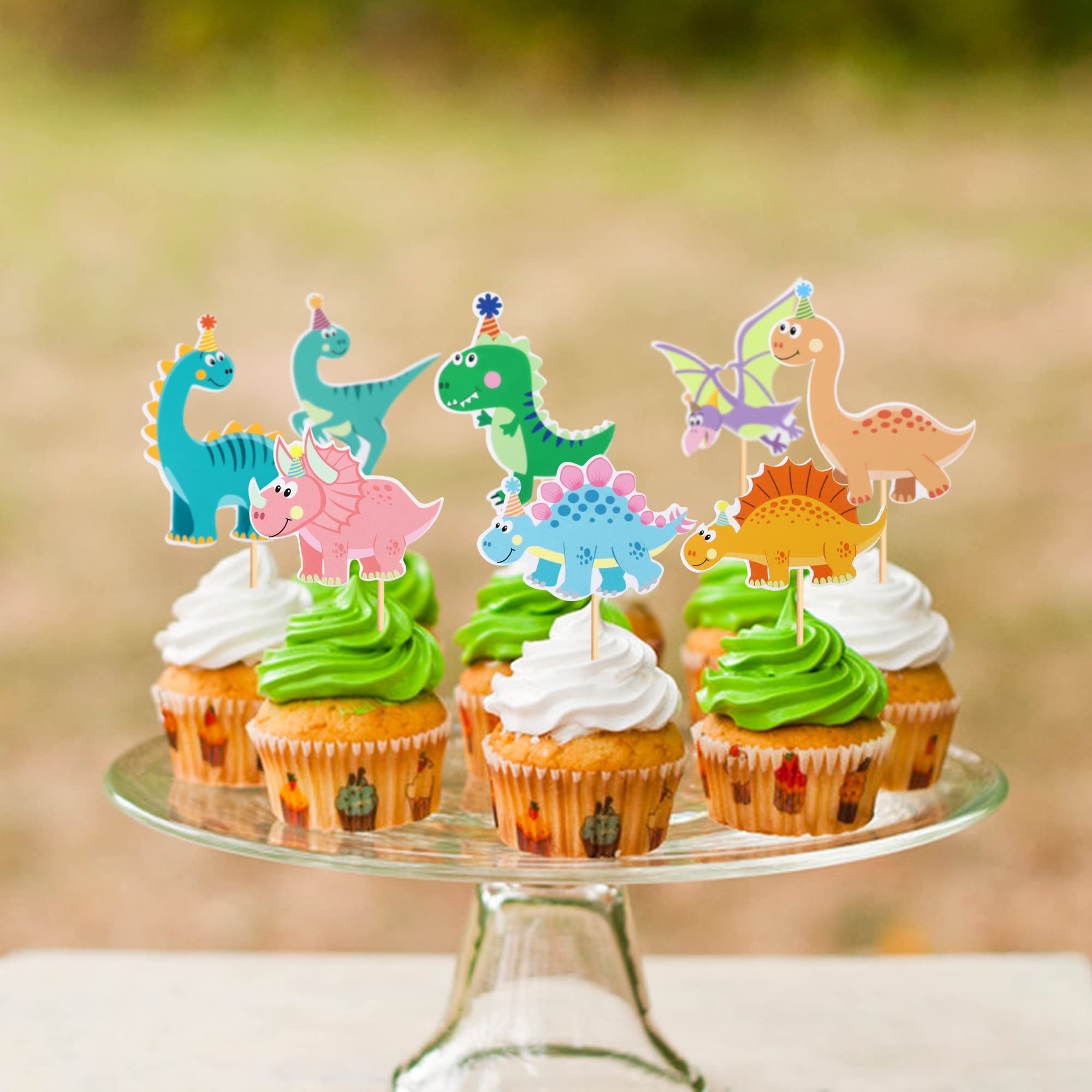 Ercadio 32 Pack Dinosaur Cupcake Toppers Baby Cute Dinosaur Cupcake Picks Dino Theme Baby Shower Kids Birthday Party Cake Decorations Supplies