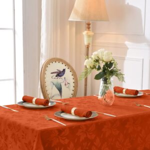 Romanstile Fall Jacquard Rectangle Tablecloth - Thanksgiving Harvest Waterproof Table Cloths Autumn Heavy Weight Fabric Table Covers for Dinner/Parties/Holiday - 52 x 70 Inch, Burnt Orange