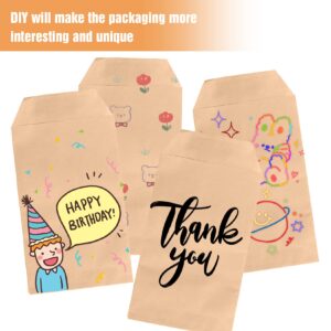 Florskoye Flat Kraft Paper Treat Bags White 100 Pack, 3x6 Inch Small Paper Bags for Gift Sandwich Candy Cookie Snacks Doughnut Popcorn Craft Jewelry Merchandise Party Favor Bags ( White 3.1x5.9 Inches)