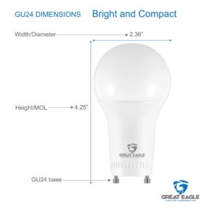 Great Eagle Lighting Corporation 40W GU24 LED Light Bulb, Dimmable, 2700K Warm White, UL, Twist-in 2 Prong (4-Pack)