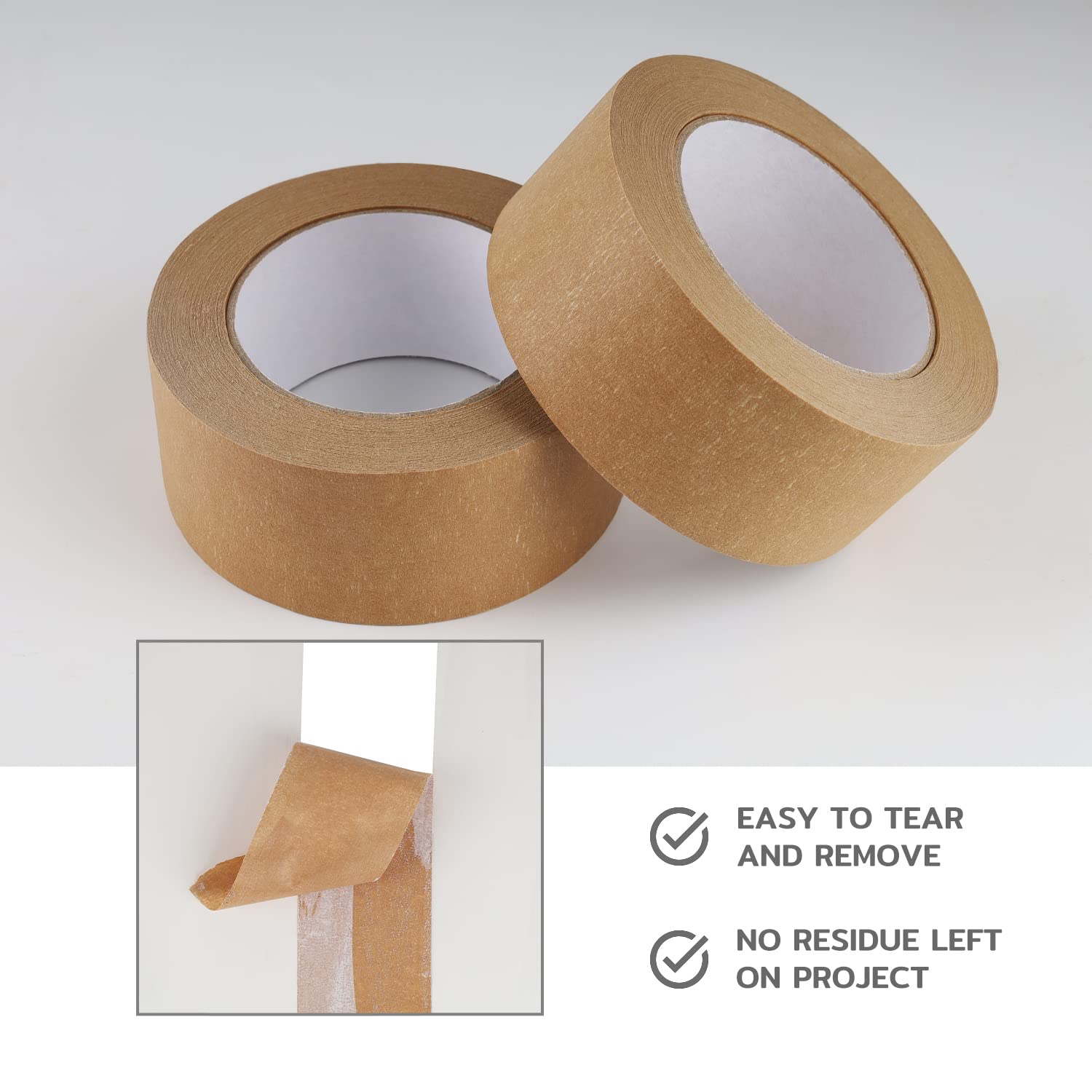 Lichamp Wide Brown Painters Tape 2 inch, 1pc Medium Adhesive Brown Masking Tape, 1.95 inches x 55 Yards