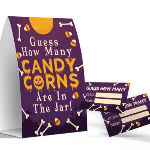 Guess How Many Candy/Corns Are In The Jar - Candy Guessing Game, Halloween Party Gamems, 1 Sign and 50 Game Cards, Baby Shower, Birthday Party -G001