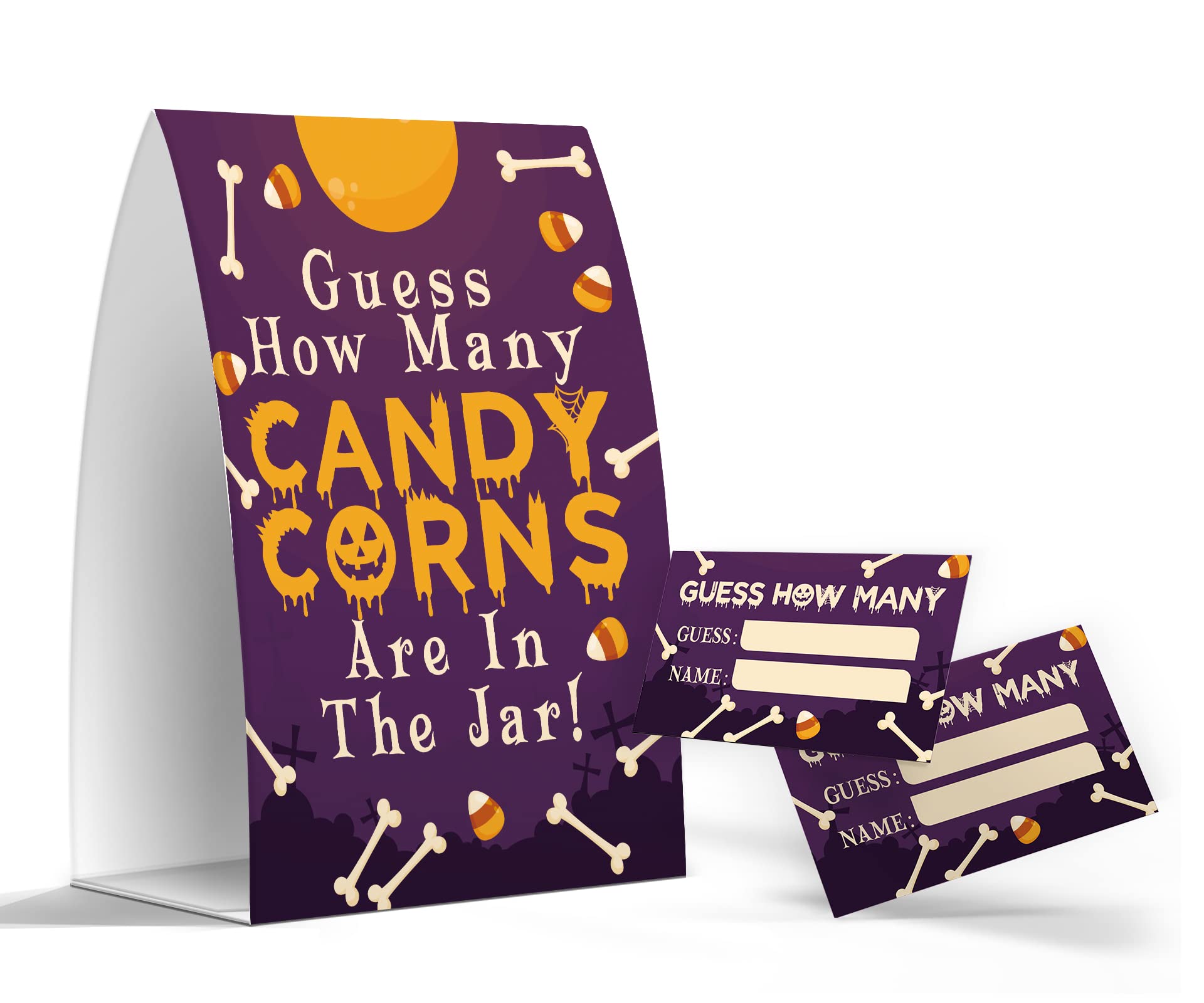 Guess How Many Candy/Corns Are In The Jar - Candy Guessing Game, Halloween Party Gamems, 1 Sign and 50 Game Cards, Baby Shower, Birthday Party -G001