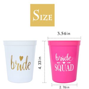 PartyGifts&beyond Bride Squad Plastic Cups 13packs Bachelorette Party Cups for Bridesmaid Bridal Shower Wedding Decorations(Neon)