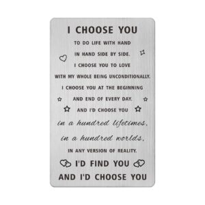 sousyokyo i choose you gift wallet card, wedding day gifts for groom from bride, valentine's day card for fiance from fiancee, sentimental marriage quotes keepsake for men him