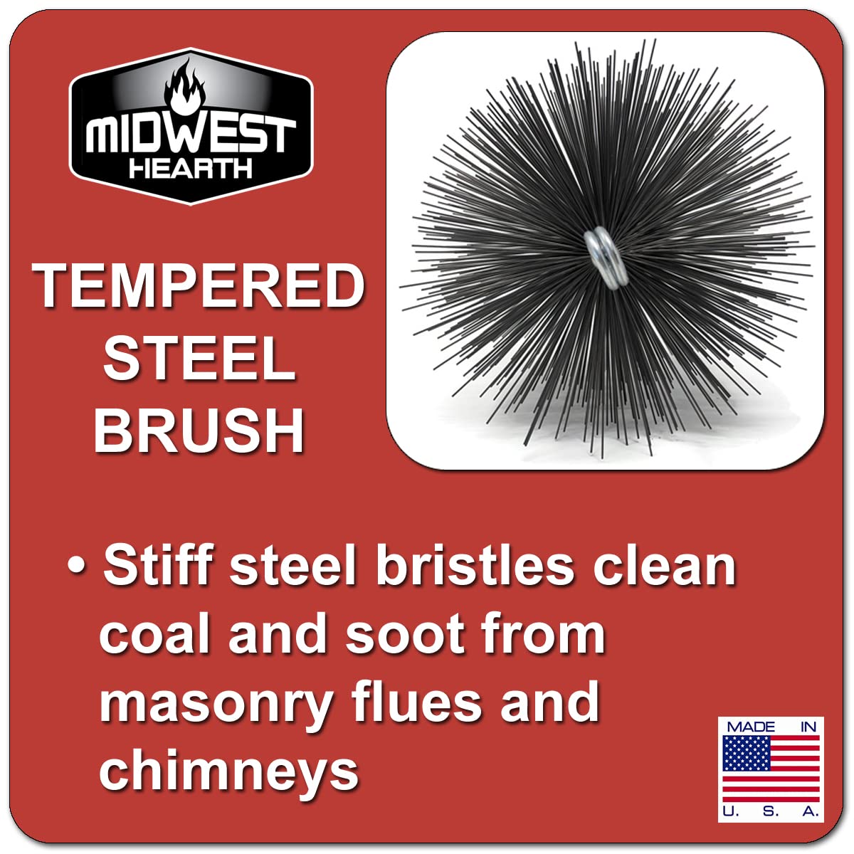 Midwest Hearth Wire Chimney Cleaning Brush (10-Inch Round) Made in USA