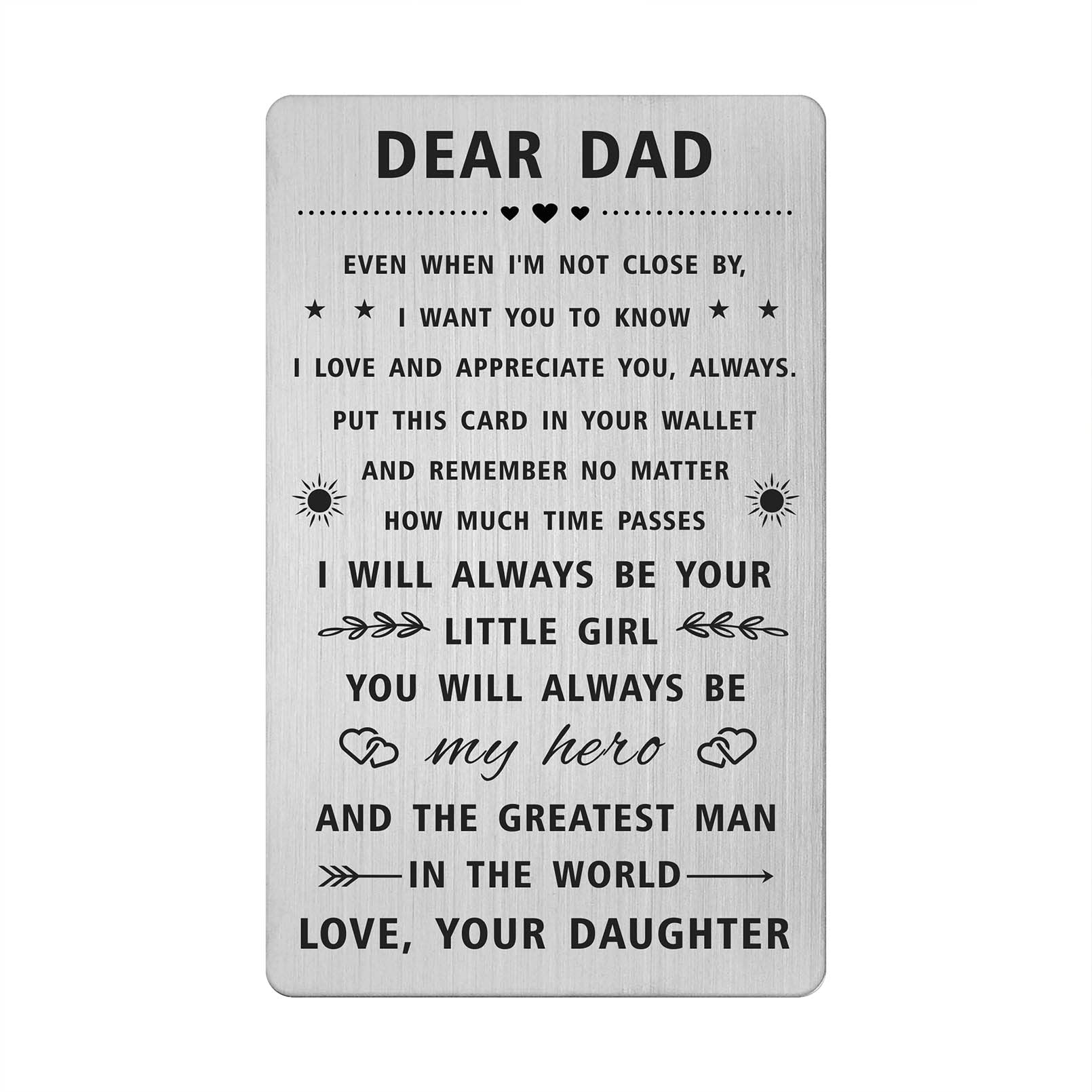 SOUSYOKYO Dad Christmas Gifts from Daughter, Happy Birthday Dad Wallet Card for My Daddy, Personalized Merry Dad Christmas Card, Long Distance Hero Dad Gifts, I love You Dad Present Men Xmas