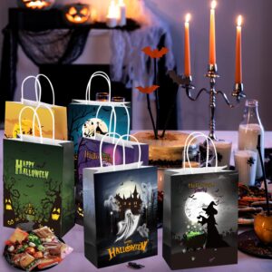 GITMIWS 24 Pack Halloween Treat Bags with Tissue, 8.7'' Small Halloween Goodie Gift Bags with Handle, Paper Candy Bags Trick or Treat Bags for Kids Halloween Party Supplies