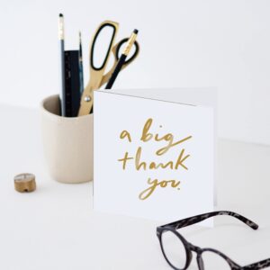 Old English Co. A Big Thank You Card - Gold Foil Grateful Greeting Card for Him or Her | Thanking Friends and Family | Blank Inside & Envelope Included