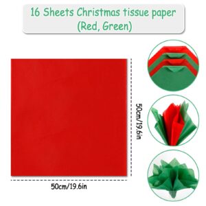 YANGTE 16 Pack Large Christmas Gift Bags with Tissue Paper, Bulk Reusable Christmas Tote Bags with Handles for Grocery Shopping Totes Xmas Event Party, 12.6" x 9.8" x 6.7"