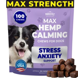 mighty petz max hemp calming chews for dogs - dog anxiety relief with melatonin + hemp oil. dog calming treats, calming dog chews, advanced pet composure and sleep support