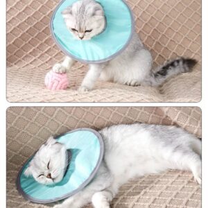 BECHANMIG Cat Recovery Collar Pet Cone Collar After Surgery Protective Cotton Cone, Adjustable Cat E Collar, Surgery Recovery Elizabethan Collars for Kitten and Cats, Green L