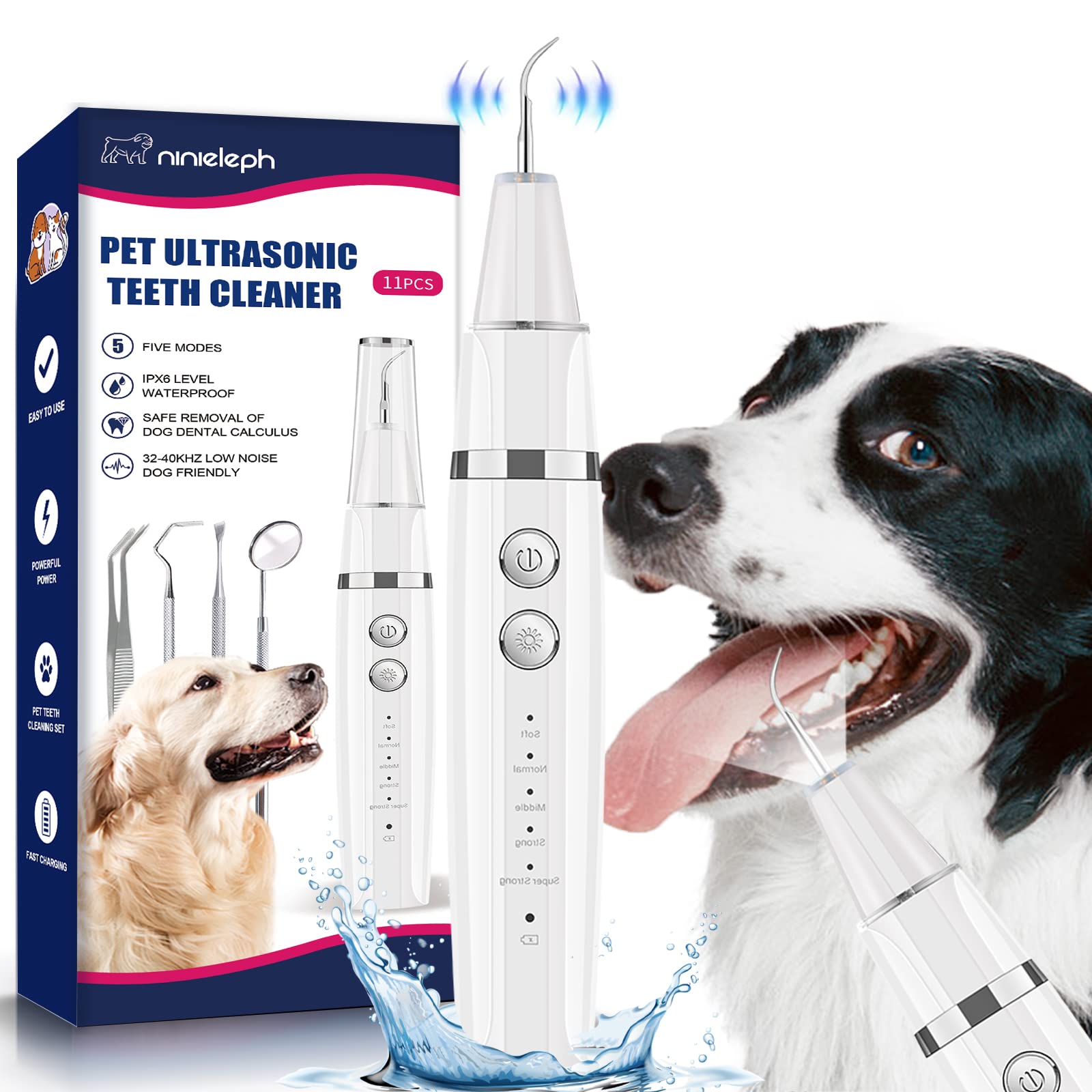 Ninieleph Teeth Cleaner for Dogs, Dog Teeth Cleaning, Dog Ultrasonic Tartar Remover, Keep Dog Teeth Health. (White)