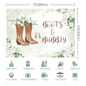 Rsuuinu Boots and Bubbly Bridal Shower Backdrop Western Leaves Flowers Wedding Photography Background Champagne Bride to Be Engagement Party Decorations Banner Supplies Favors Photo Booth Props 7x5ft