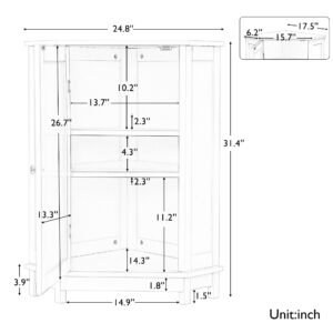 Mancofy Home Corner Storage Cabinet, Bathroom Triangle Corner Floor Cabinet, Wood Freestanding Corner Cabinet with Single Door and Shelves (Black)