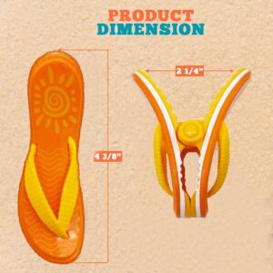 PERFORMORE Flip Flop Beach Towel Clips (Orange), 2-Pack, Portable Towel Holder Clips, Secure Clips for Beach Chairs Deck Patio Pool Boat Cruise Lounge Chair Accessories