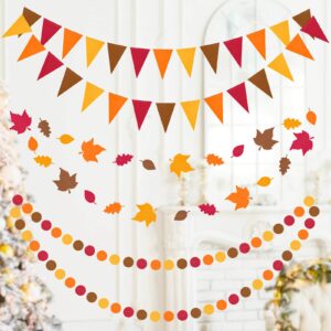 autumn leaf pennant banner for thanksgiving decorations, thanks giving celebration hanging décor backdrop garland, fall harvest theme birhday baby shower wedding party supplies, songtiy