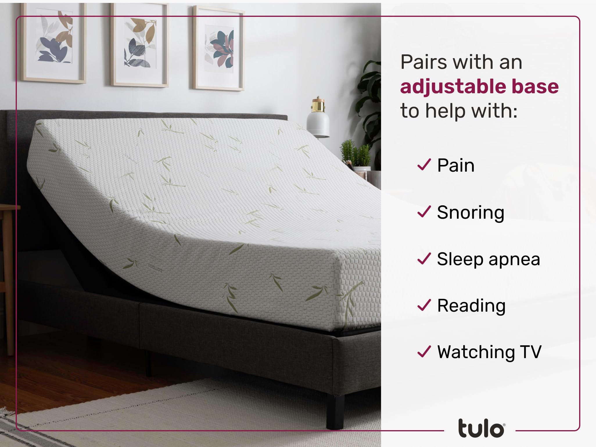 Tulo 6" Firm Comfort Memory Foam Bamboo Pressure Relief Mattress in a Box | Full Size