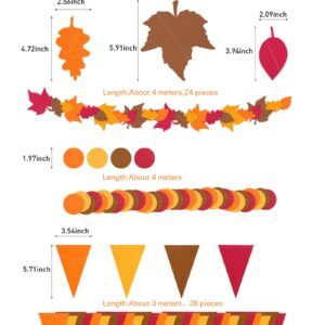 Autumn Leaf Pennant Banner for Thanksgiving Decorations, Thanks Giving Celebration Hanging Décor Backdrop Garland, Fall Harvest Theme Birhday Baby Shower Wedding Party Supplies, SONGTIY