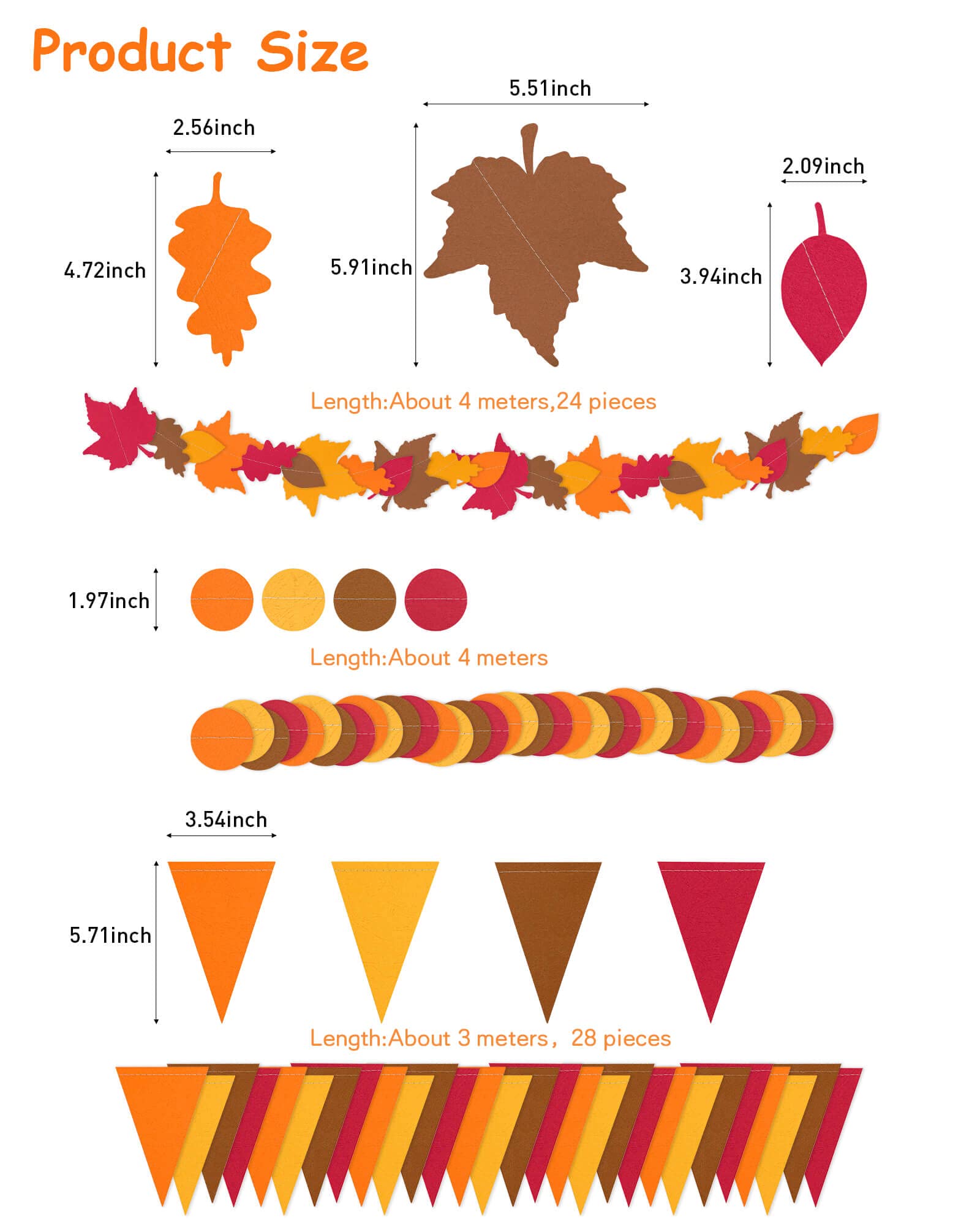 Autumn Leaf Pennant Banner for Thanksgiving Decorations, Thanks Giving Celebration Hanging Décor Backdrop Garland, Fall Harvest Theme Birhday Baby Shower Wedding Party Supplies, SONGTIY