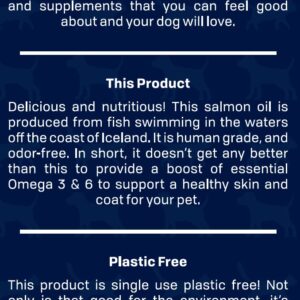 HOLI Salmon Oil for Dogs Skin and Coat | Icelandic Fish Oil for Cats & Dogs | Omega 3 EPA + DHA Supports Joint Mobility, Immune & Heart Health