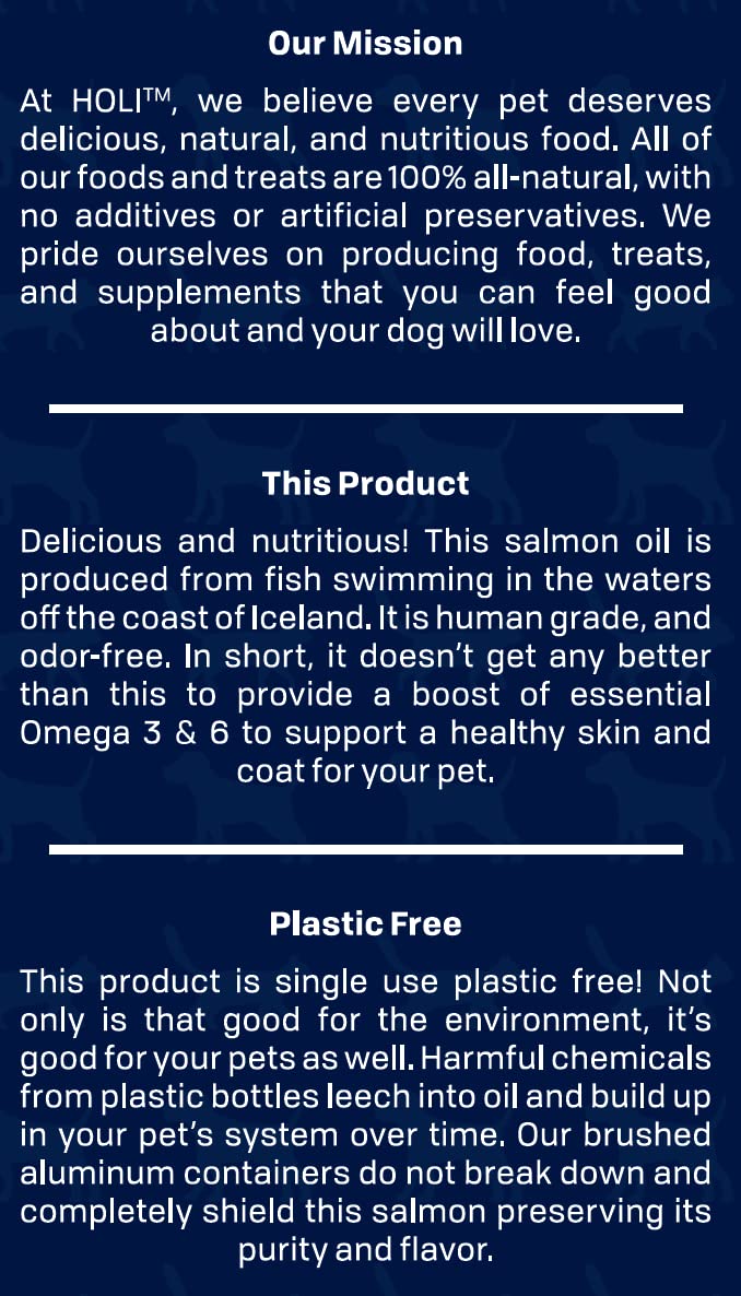 HOLI Salmon Oil for Dogs Skin and Coat | Icelandic Fish Oil for Cats & Dogs | Omega 3 EPA + DHA Supports Joint Mobility, Immune & Heart Health